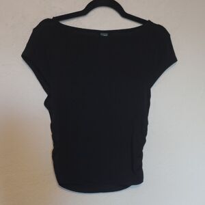 Wild Fable Ribbed Boatneck Rouched Side Tee